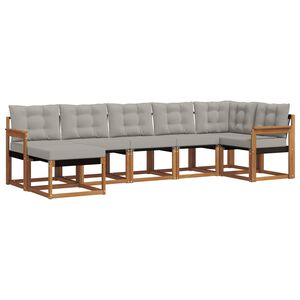 vidaXL Conjunto de sof&aacute;s de exterior 7 pcs Gris Natural y Claro