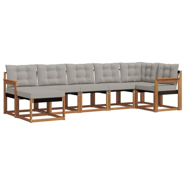 vidaXL Conjunto de sof&aacute;s de exterior 7 pcs Gris Natural y Claro