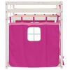 vidaXL Litera con cortinas madera maciza de pino rosa 90x200 cm