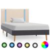 vidaXL Estructura de cama con LED tela crema y gris oscuro 100x200 cm