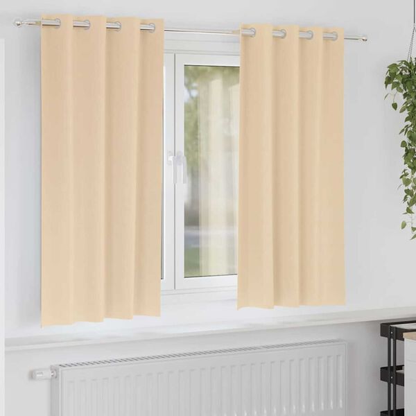 vidaXL Cortinas Opacas con Anillas 2 pcs Crema 175 x 140 cm Poli&eacute;ster