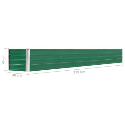 vidaXL Arriate de jardín de acero galvanizado verde 320x40x45 cm