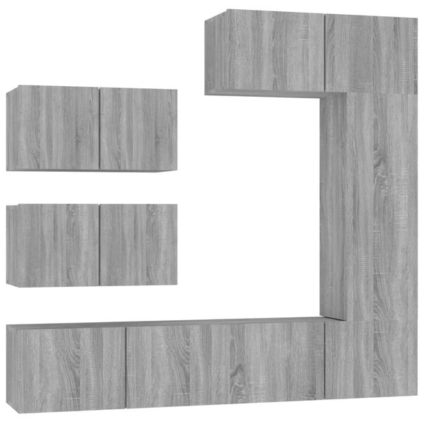 vidaXL Set de muebles para TV 6 pzas madera contrachapada gris Sonoma