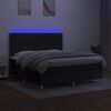 vidaXL Cama box spring colch&oacute;n y luces LED tela negro 180x200 cm