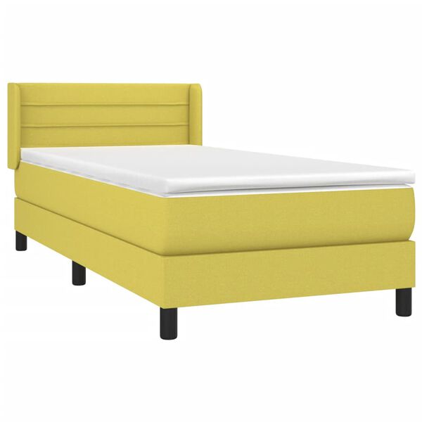 vidaXL Cama box spring con colchón tela verde 100x200 cm