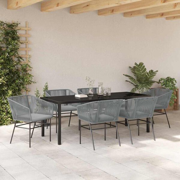 vidaXL Conjunto de Comedor de Jard&iacute;n con coj&iacute;n 7 pcs Gris