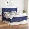 vidaXL Cama box spring con colch&oacute;n tela azul 180x200 cm