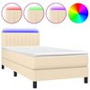vidaXL Cama box spring colch&oacute;n y luces LED tela crema 80x200 cm