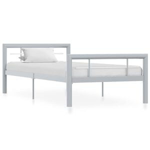 vidaXL Estructura de cama sin colch&oacute;n metal gris y blanco 100x200 cm