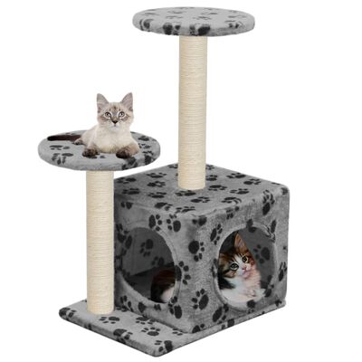 vidaXL Rascador para gatos con poste de sisal 60 cm huellas gris