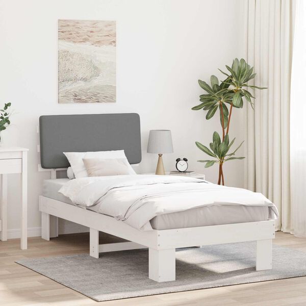 vidaXL Estructura de Cama con Cabecera Tapizada Gris Claro 90 x 190 cm