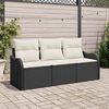 vidaXL Conjunto de sof&aacute; de jard&iacute;n 3 pcs Negro rat&aacute;n sint&eacute;tico