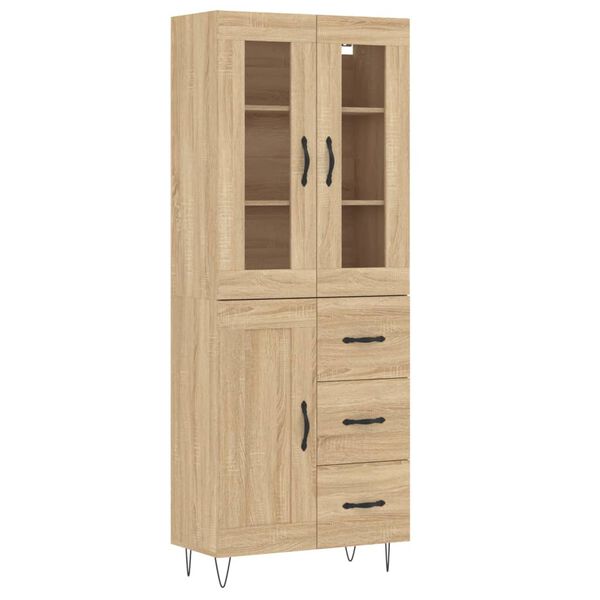 vidaXL Aparador alto madera contrachapada color roble 69,5x34x180 cm