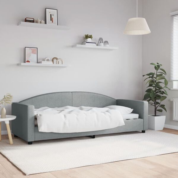 vidaXL Sof&aacute; cama sin colch&oacute;n tela gris claro 80x200 cm