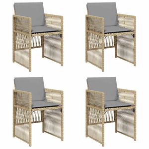 vidaXL Sillones jard&iacute;n con cojines 4 uds rat&aacute;n sint&eacute;tico beige mezcla