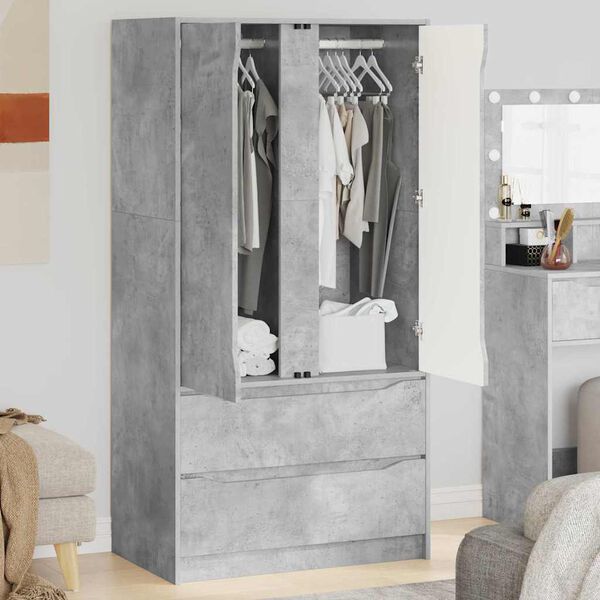 vidaXL Gabinete de Ba&ntilde;o con caj&oacute;n Gris Concreto 79,5 x 49 x 156 cm