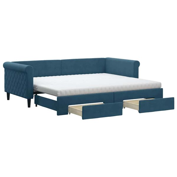 vidaXL Sof&aacute; cama nido con cajones terciopelo azul 90x200 cm