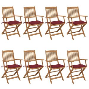 vidaXL Sillas de jard&iacute;n plegables 8 uds y cojines madera maciza acacia