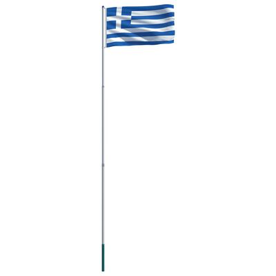 vidaXL Bandera de Grecia y mástil de aluminio 6 m