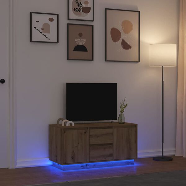 vidaXL Mueble de TV con luces LED roble artesanal 100x41x50 cm