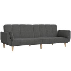 vidaXL Sof&aacute; cama de 2 plazas con dos almohadas tela gris oscuro