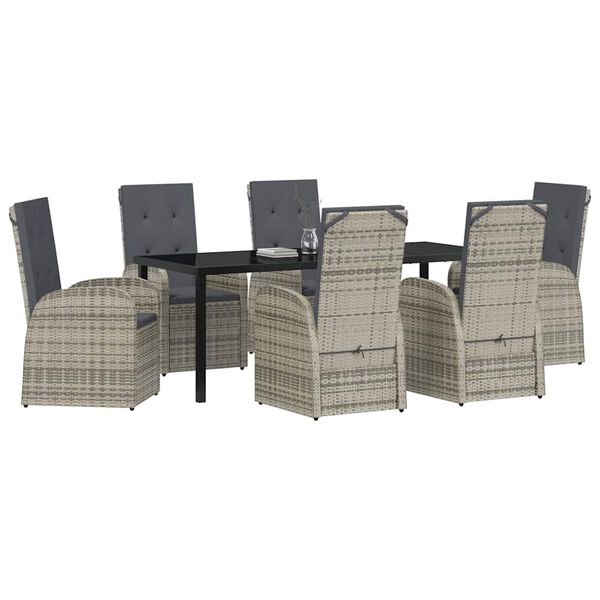 vidaXL Conjunto de Comedor de Jard&iacute;n 7 pcs Gris rat&aacute;n sint&eacute;tico