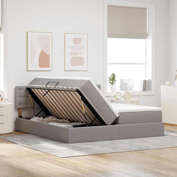 vidaXL Cama con almacenamiento Taup&eacute; 180 x 200 cm Cuero sint&eacute;tico