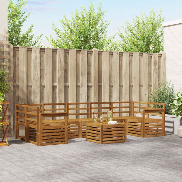 vidaXL Juegos de sof&aacute;s 8 pcs Natural Madera de Acacia S&oacute;lida