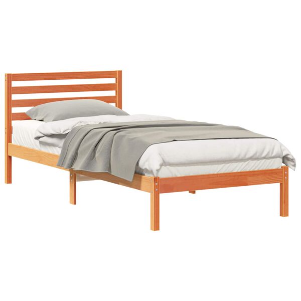 vidaXL Estructura de cama con cabecera Marrón cera 80 x 220 cm