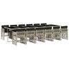 vidaXL Set comedor jard&iacute;n y cojines 13 pzas rat&aacute;n sint&eacute;tico gris claro
