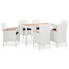 vidaXL Juego de comedor de jard&iacute;n 7 piezas rat&aacute;n sint&eacute;tico blanco
