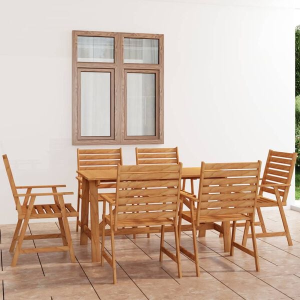 vidaXL Juego de comedor para jard&iacute;n 7 piezas madera maciza de acacia