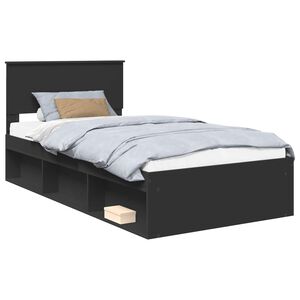 vidaXL Estructura de cama Negro 100 x 200 cm Madera de pino macizo