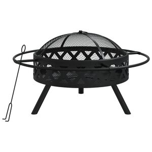 vidaXL Brasero con atizador acero XXL 70 cm