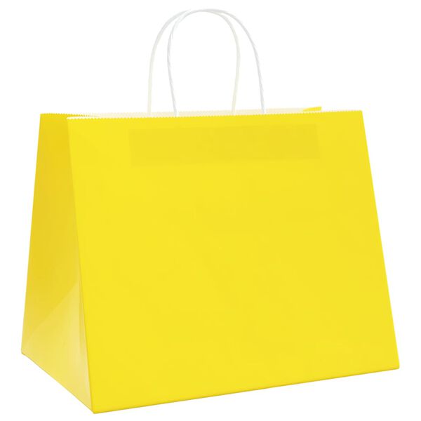 vidaXL Bolsas de papel con asas 50 uds amarillas 32x22x24 cm
