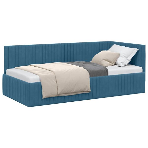 vidaXL Estructura de cama en esquina Azul 90 cm x 200 cm Terciopelo