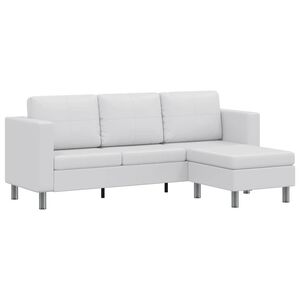 vidaXL Sof&aacute; seccional 3 plazas cuero artificial blanco