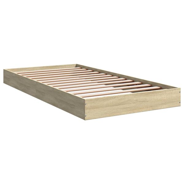 vidaXL Estructura de cama sin colch&oacute;n madera roble Sonoma 100x200 cm