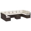 vidaXL Conjunto de sof&aacute;s de jard&iacute;n 11 uds. Marr&oacute;n y crema