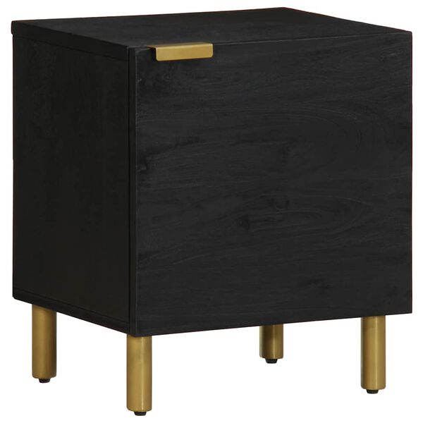 vidaXL Mesita de noche de madera maciza de mango negra 40x33x46 cm