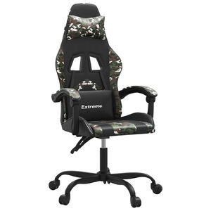 vidaXL Silla gaming cuero sint&eacute;tico negro y camuflaje