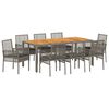 vidaXL Conjunto de Comedor de Jard&iacute;n 9 pcs Gris rat&aacute;n sint&eacute;tico
