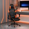 vidaXL Silla gaming masaje y reposapi&eacute;s cuero sint&eacute;tico negro naranja