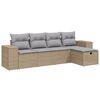 vidaXL Juego de sof&aacute;s jard&iacute;n con cojines beige mezcla 5 pzas rat&aacute;n PE