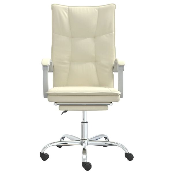 vidaXL Silla de oficina reclinable cuero sintético crema