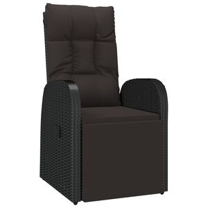 vidaXL Sill&oacute;n reclinable de jard&iacute;n con coj&iacute;n rat&aacute;n sint&eacute;tico negro
