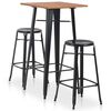 vidaXL Conjunto de mesa alta y taburetes 3 piezas acero negro