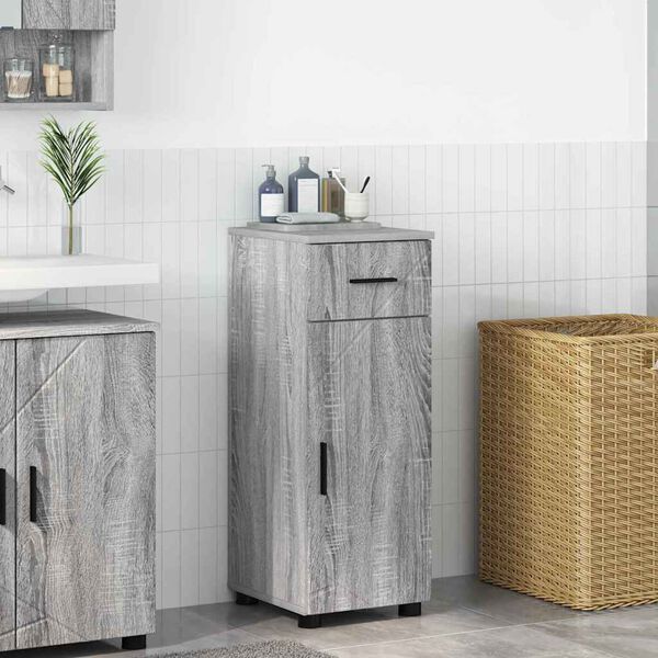 vidaXL Gabinete de Ba&ntilde;o con caj&oacute;n Gris Sonoma 30 x 35 x 80 cm