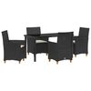 vidaXL Conjunto de Comedor de Jard&iacute;n 5 pcs Negro rat&aacute;n sint&eacute;tico