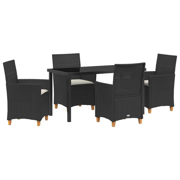 vidaXL Conjunto de Comedor de Jard&iacute;n 5 pcs Negro rat&aacute;n sint&eacute;tico